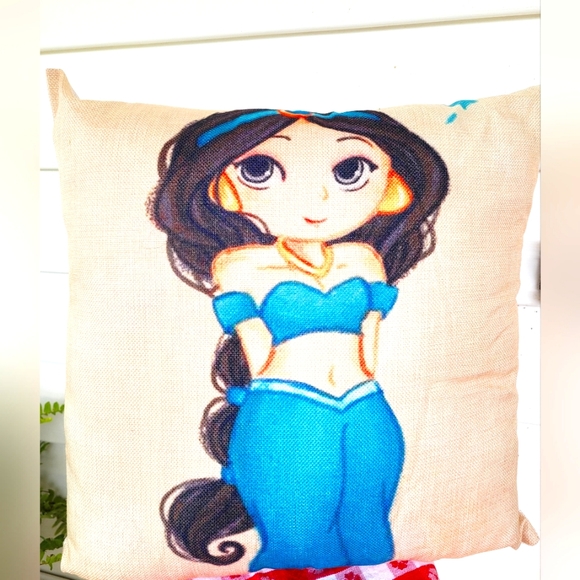 Princess Jasmine Beautiful Pillow Beautiful Clean 18" Square Zipper Closure 💙 - Picture 4 of 5